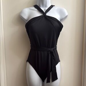 La Blanca Sample One Piece Black Halter One-Piece Swimsuit - Size 6 NWOT